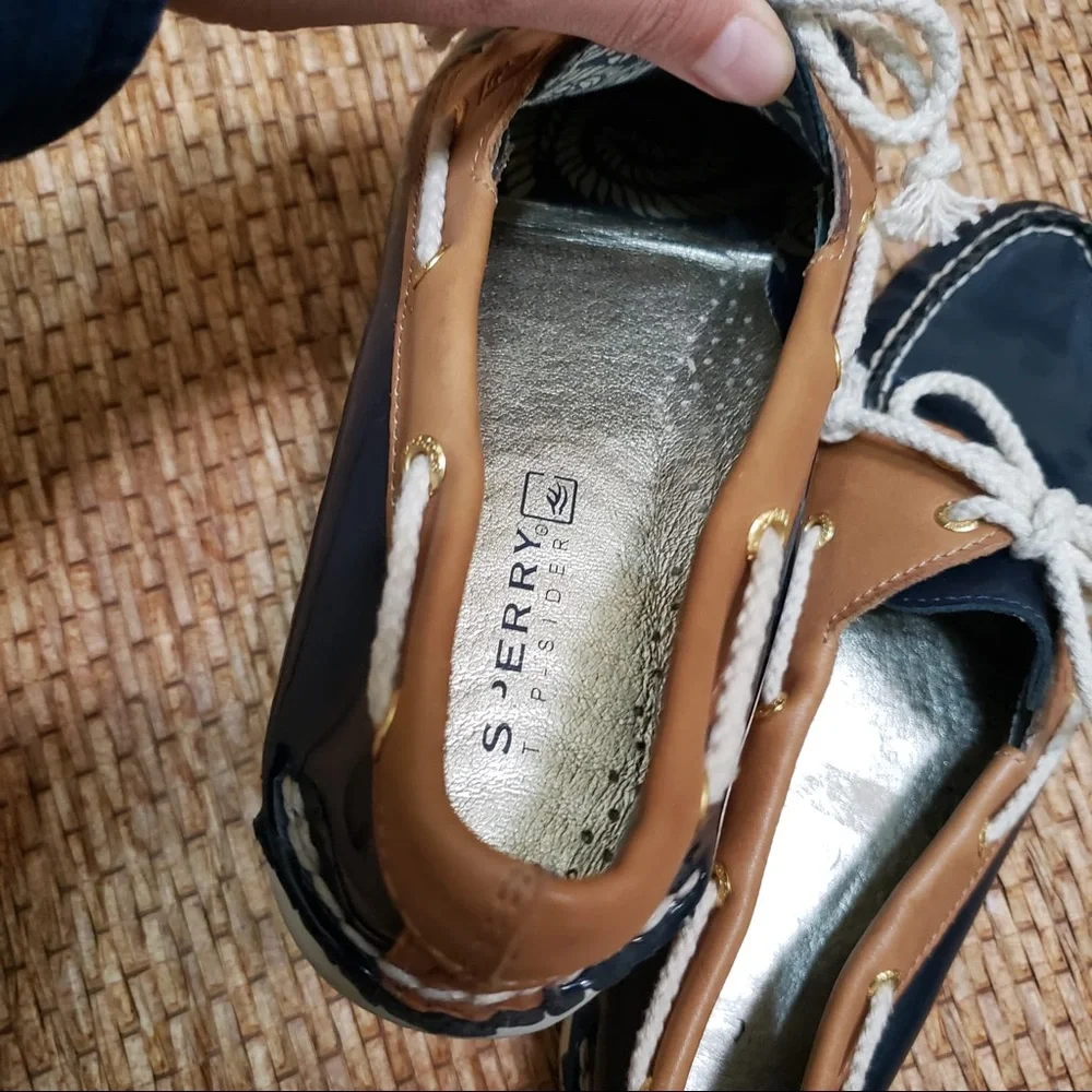 Sperry Top Sider Navy Brown Size 7.5